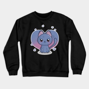 Cute Little Valentines Day Kitty with Heart Crewneck Sweatshirt